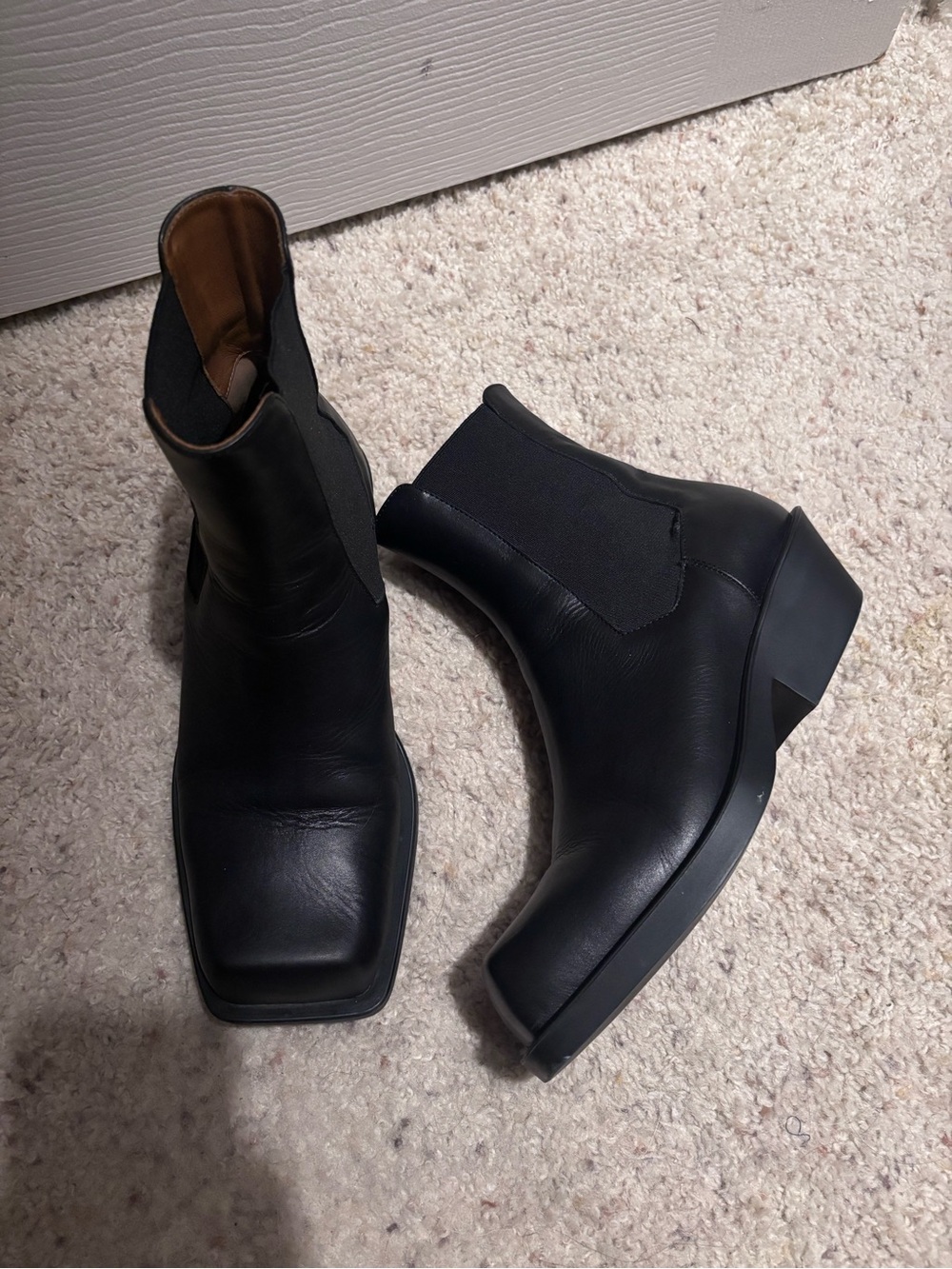 Marni Black Leather Platform Chelsea Boot
